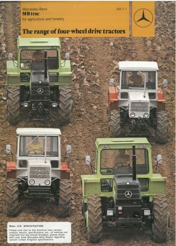 Mercedes Benz MBtrac Tractor - Models 700 800 1100 1300 Brochure