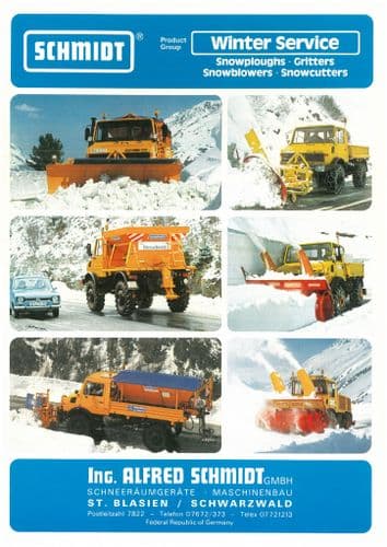 Mercedes Benz Unimog Tractor Schmidt Attachments Brochure - Snowplough gritter Snowblower Snowcutter