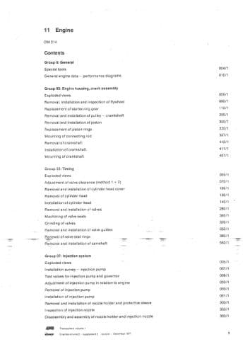 Mercedes Engine OM314 Workshop Manual