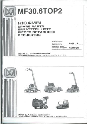 Merlo Ricambi MF30.6 TOP2 Parts Manual