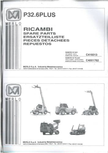 Merlo Telehandler P32 6 Plus Parts Manual