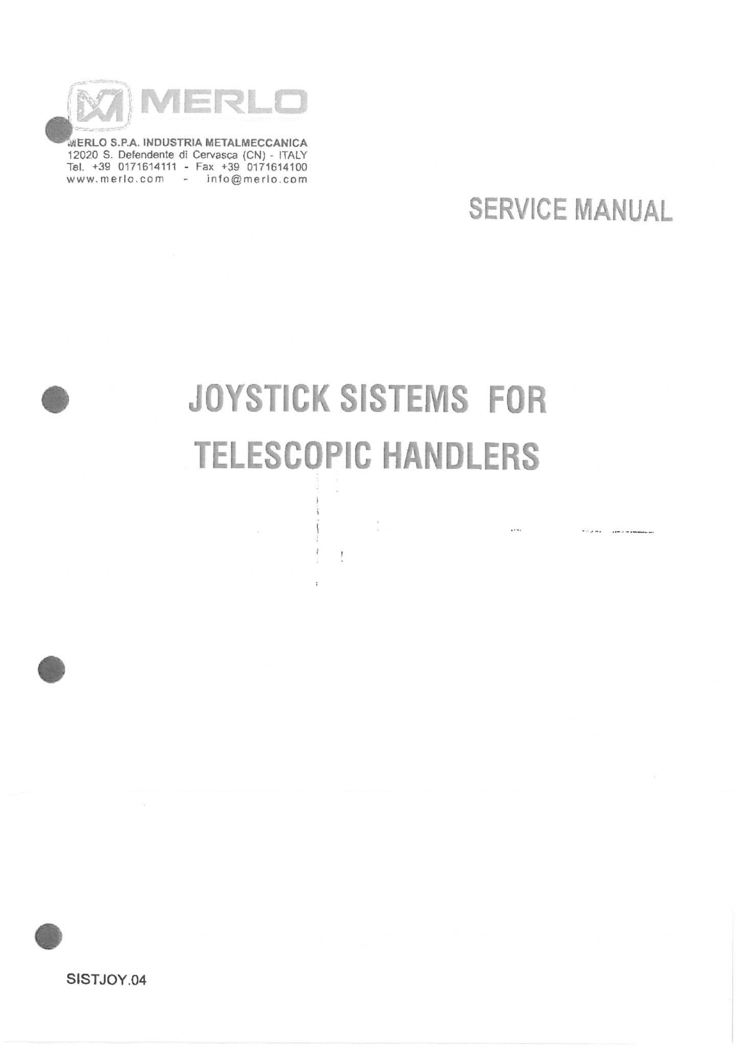 Merlo Telescopic Handler Joystick System Workshop Service Manual