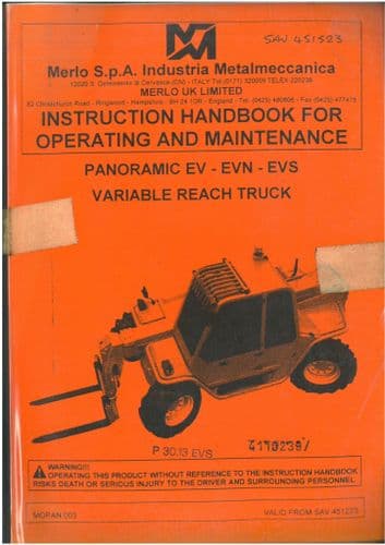 Merlo Telescopic Handler Panoramic EV, EVN, EVS Series Ops Manual