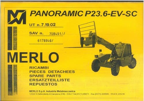 Merlo Telescopic Handler Panoramic P23.6 EV-SC Parts Manual