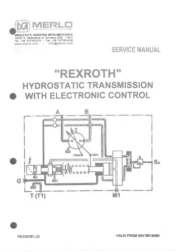 Merlo Telescopic Handler Rexroth Hydrostatic Transmission with Electronic Control Workshop Manual