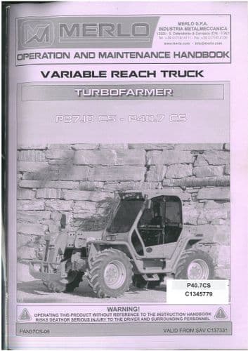 Merlo Telescopic Handler Variable Reach Truck P37.10 CS P40.7 CS Operators Manual