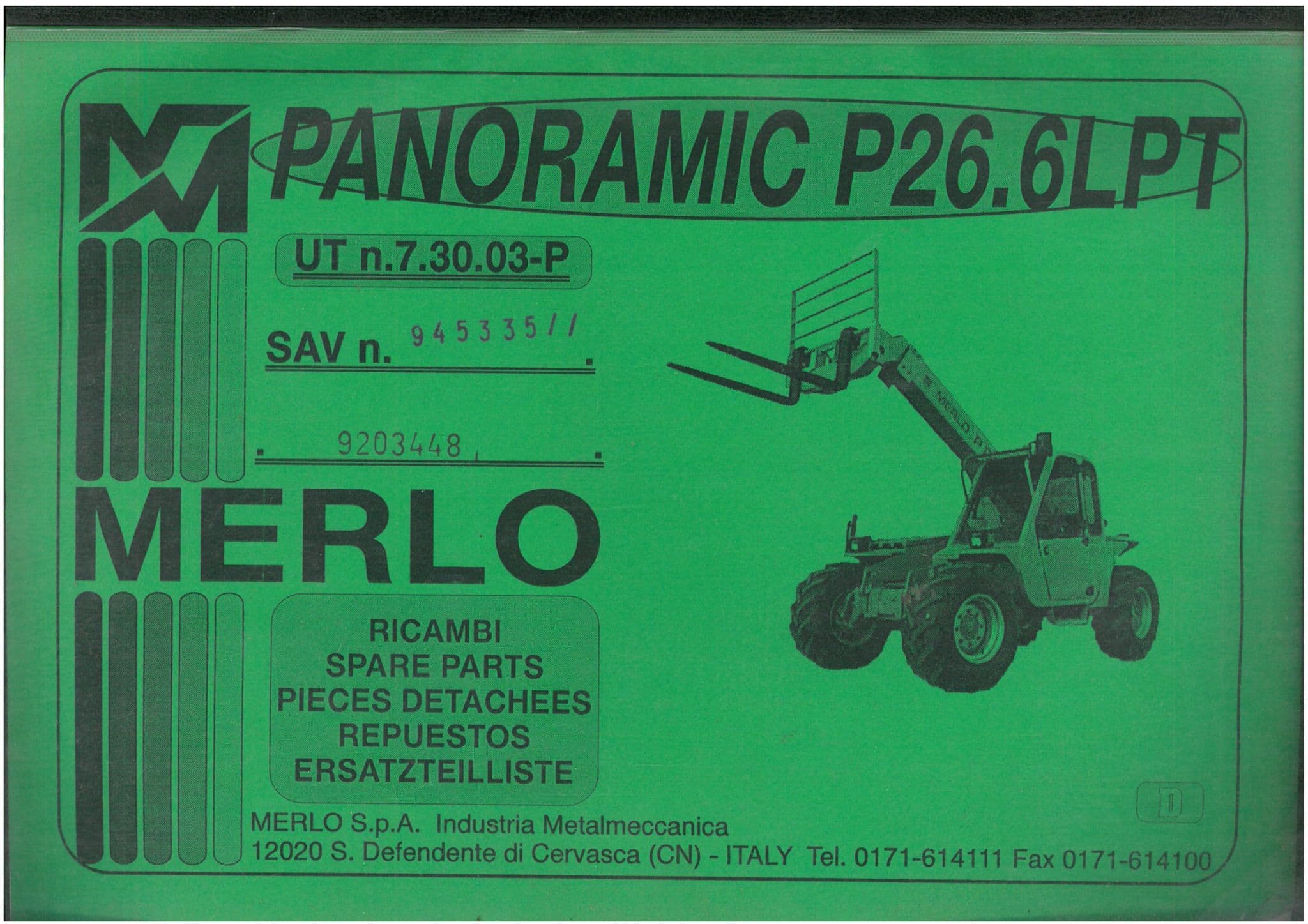 Merlo Telescopic Handler Variable Reach Truck Panoramic P26 6LPT Parts ...