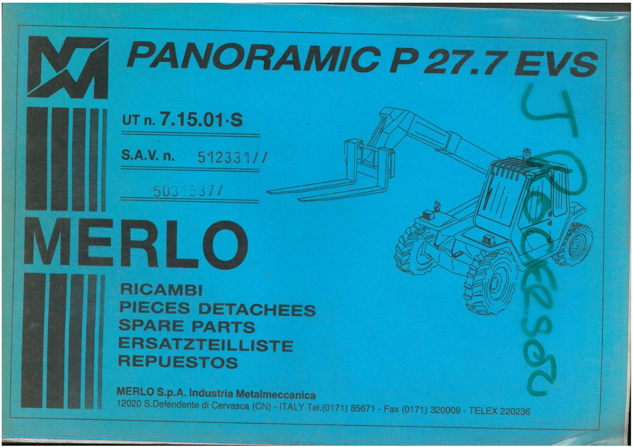Merlo Telescopic Handler Variable Reach Truck Panoramic P27 7 EVS Parts ...