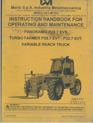 Merlo Telescopic Handler Variable Reach Truck Panoramic P28.7 EVS, Turbo Farmer P28.7 EVT, P32.7 EVT
