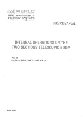 Merlo Two Section Telescopic Boom for P40.8 P40.9 p60.10 P72.10 ROTO50.10 Workshop Service Manual