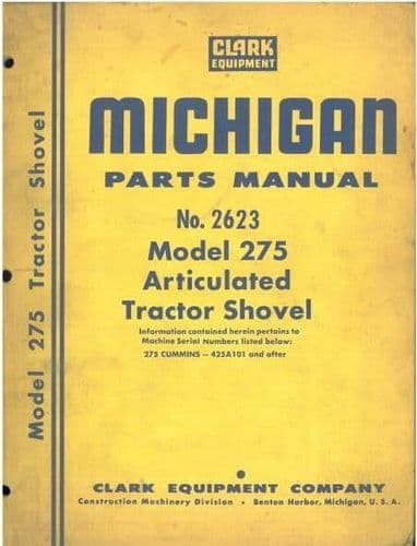 Michigan Model 275 Articulated Tractor Shovel Parts Manual