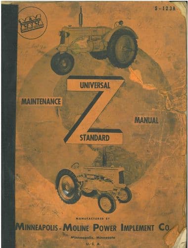 Minneapolis Moline Tractor MM Universal Z Maintenance Service Manual