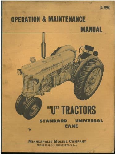 Minneapolis Moline Tractors U Standard Universal Cane Operators Manual