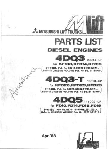 Mitsubishi Diesel Engine 4DQ3, 4DQ3-T & 4DQ5 Parts Manual