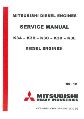 Mitsubishi Diesel Engine  K3A K3B K3C K3D K3E Workshop Service Manual