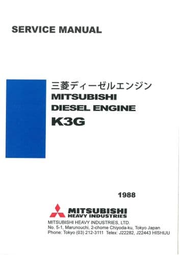 Mitsubishi Diesel Engine  K3G Workshop Service Manual