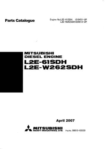 Mitsubishi Diesel Engine L2E-61SDH & L2E-W262SDH Parts Manual