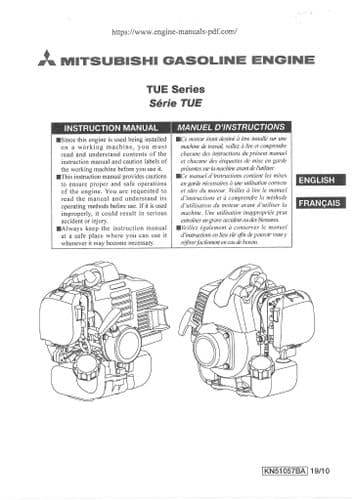 Mitsubishi Gasoline Engine TUE 21 TUE26 TUE43 Operators Manual