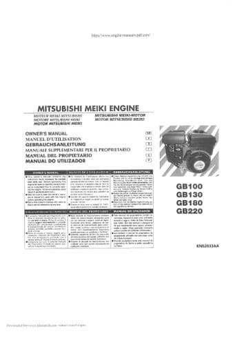 Mitsubishi Meiki Engine GB100 GB130 GB180 GB220 Operators Manual