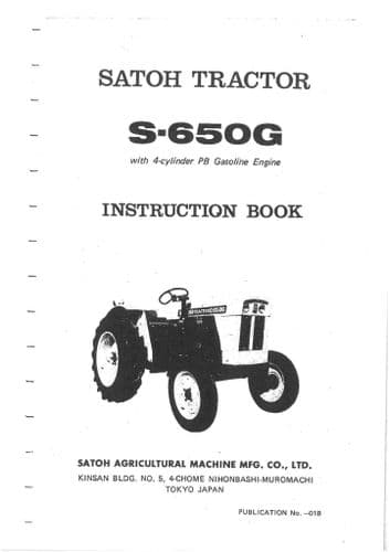 Mitsubishi Satoh Tractor S-650G Operators Manual