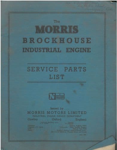 Morris Brockhouse Industrial Engine Parts Manual