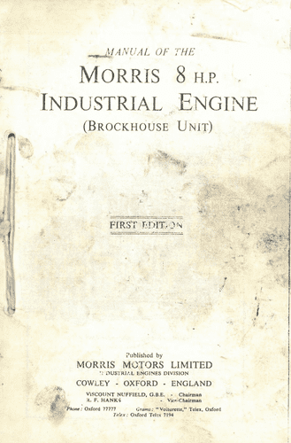 Morris Industrial Engine 8HP Operators Manual