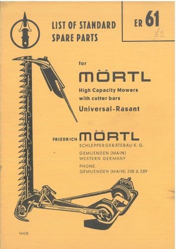 Mortl Mower ER 61 Parts Manual