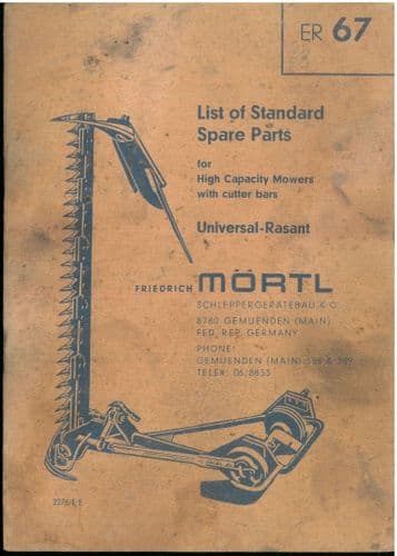 Mortl Mower ER 67 Parts Manual
