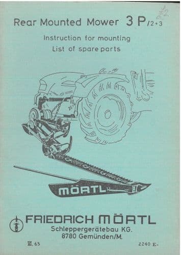 Mortl Rear Mounted Mower 3P/ 2+ 3 Operators & Parts Manual