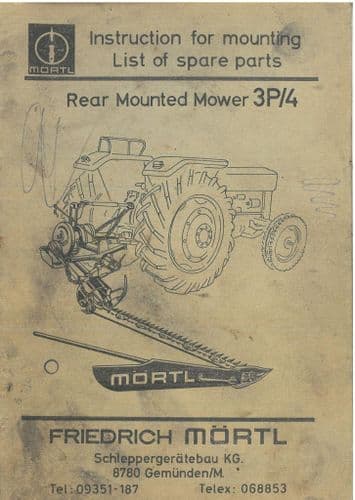 Mortl Rear Mounted Mower 3P/4 Operators & Parts Manual