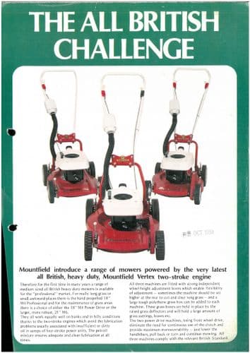 Mountfield The All British Challenge Mower Professional, Power Drive, Vacuum Flo M4 M6 Brochure