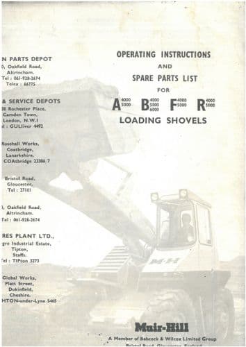 Muir-Hill Tractor Digger A4000 A5000 B4000 B5000 B6000 F4000 F5000 R4000 R5000 Operators Manual