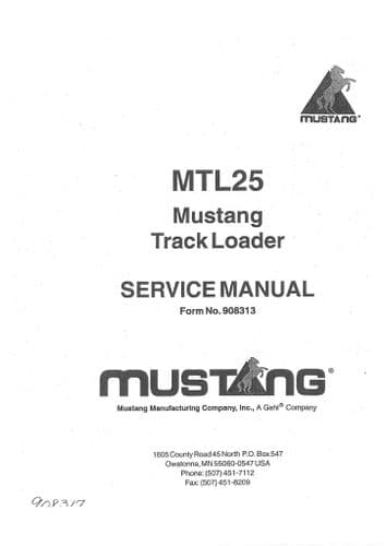 Mustang Track Loader MTL25 Workshop Service Manual
