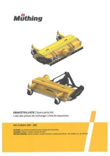 Muthing Flail Mower MU-Collect 140-160 Parts Manual