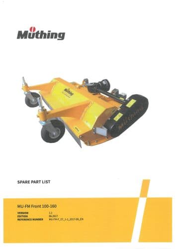 Muthing Flail Mower MU-FM Front 100-160 Parts Manual