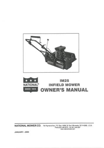 National Mower Company Infield Mower IM25 Operators Manual