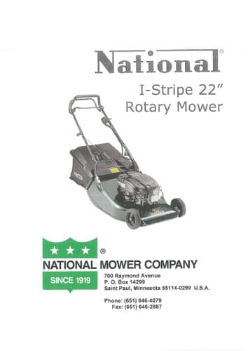 National Mower Company Rotary Mower I-Stripe 22 Operators Manual