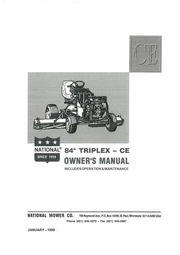 National Mower Company Triplex CE84 Operators Manual