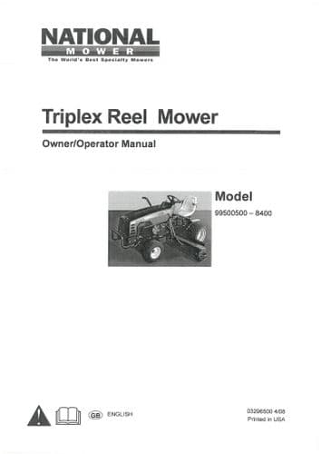 National Mower Company Triplex Reel Mower 8400 Operators Manual