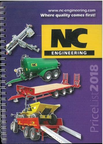 NC Engineering Price List 2018 - Trailer, Slurry Tanker, Manure Spreader, Yard Sweeper, Shear Grab