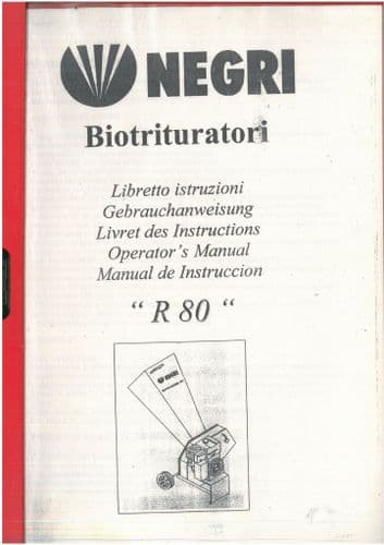 Negri R 80 Chipper Shredder Operators Manual