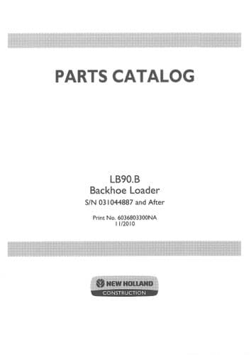 New Holland Backhoe Loader LB90B Parts Manual