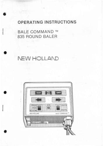 New Holland Bale Command 835 Round Baler Operators Manual