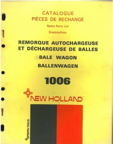 New Holland Bale Wagon 1006 Parts Manual - In French Only