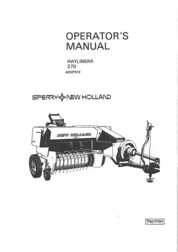 New Holland Baler 270 Hayliner Operators Manual