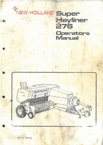 New Holland Baler 276 Super Hayliner Operators Manual - ORIGINAL