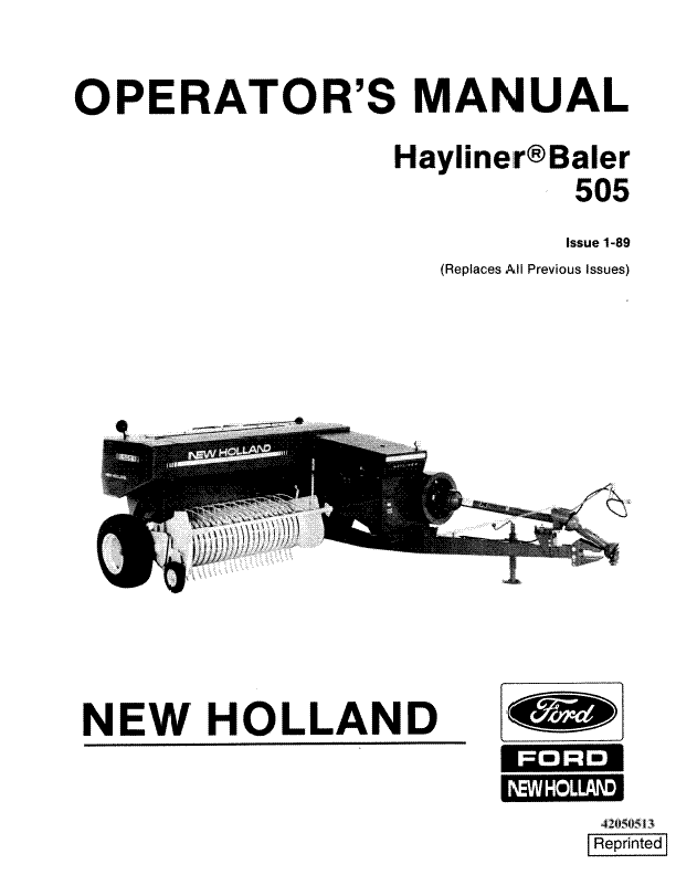 New Holland Baler 505 Hayliner Operators Manual