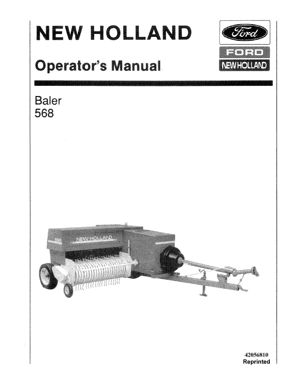 New Holland Baler 568 Operators Manual
