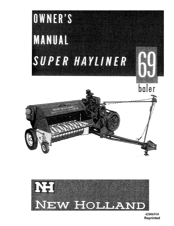 New Holland Baler 69 Super Hayliner Operators Manual