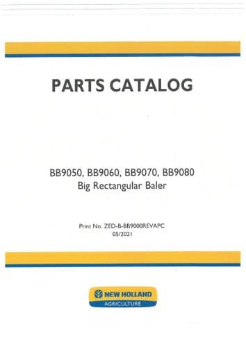 New Holland Baler BB9050 BB9060 BB9070 BB9080 Parts Manual